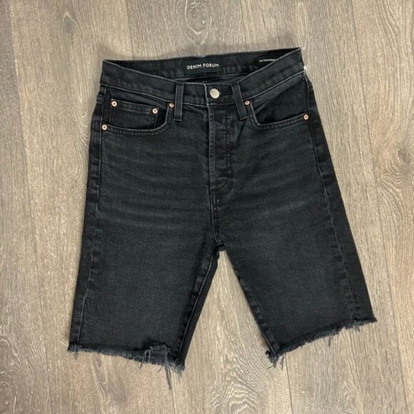 Aritzia Denim Forum Yoko Bermuda Jorts Jean Shorts High Rise Waist Black - Picture 3 of 13